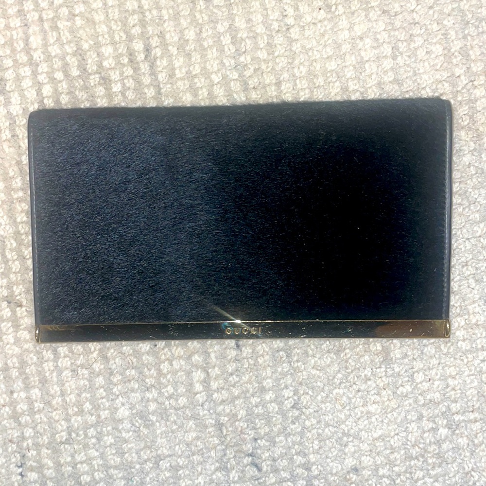 Gucci pony hair clutch fold over wallet/clutch combo